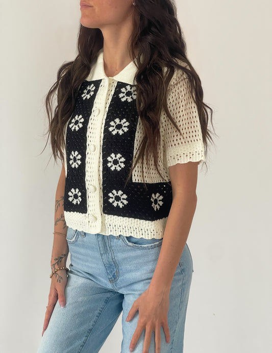 Retro Bloom Crochet Top