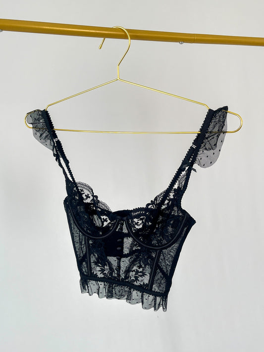 Lace Language Top - Black